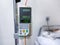 Close view of infusion pump control indicator monitor device for intravenous IV drip