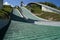 Close view on landing area of National Ski jumping venue of Switzerland.