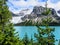 A close view of Mount Robson glacier directly across from Berg Lake, while hiking the Berg Lake Trail in British Columbia, Canada.