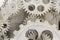 Close view of old clock mechanism with gears and cogs. Conceptual photo for your successful business design.