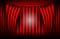Close view of a red velvet curtain. Theater background Vector illustration