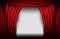 Close view of a red velvet curtain. Theater background Vector illustration, Teathre stage isolated