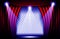 Close view of a red velvet curtain. Theater background Vector illustration, Teathre stage with spotlights