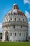 Close view of Romanesque Baptistery of St. John Baptistry at Piazza dei Miracoli Piazza del Duomo popular tourist attraction in