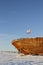 Close view of the shipwreck remains of the Maud, Cambridge Bay Nunavut