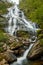 Close view of Steall Waterfall cascades