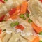 Close view of vegetarian potstickers meal