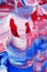 Close View of vivid blue red white paintstrokese canvas