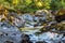 Close view at water streaming down the creek bed at Opal Creek