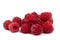 Close view of wet raspberries with small drops of water