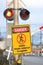 Close on Warning Sign and Flashing Train Signal