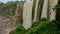 Close Waterfall Elephant by Forestry Rocks with Mist under Sky