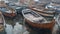 Close On Wooden Boats In A Harbor AI Generative