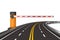 Closed automatic barrier and road on white background. Isolated 3D illustration