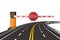 Closed automatic barrier and road on white background. Isolated 3D illustration