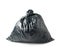Closed black garbage bag isolated