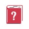 Closed book question mark. Color icon in flat style. Design of the symbol of faq, help, learning.