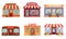 Closed cartoon restaurants icons set