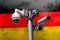 Closed circuit camera Multi-angle CCTV system against the background of the national flag of Germany