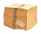 Closed Crumpled Cardboard Box with Tape and Corrugated Sides as Packaging and Shipping Container Vector Illustration