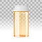 Closed and empty pill bottle on the transparent background. Realistic vector illustration.