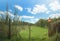 Closed entrance to a private land plot in the countryside