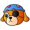 The closed eyed dog became a pirate. carton emoticon. doodle icon drawing