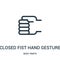 closed fist hand gesture icon vector from body parts collection. Thin line closed fist hand gesture outline icon vector