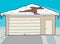 Closed Garage and Door with Snow