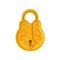 Closed golden lock with ornamental engraving. Flat vector icon of closed vintage padlock. Design for computer or mobile