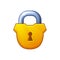 Closed golden padlock. Game icon. Block and security