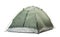 Closed grey camping tent on white