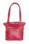 Closed handmade red leather handbag isolated