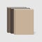 Closed hardcover books standing on the table  realistic vector mock-up. Blank brown notebook set  template