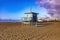 Closed lifeguard hut on the famous Santa Monica beach in the state of California in the United States of America.