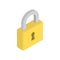 Closed lock icon, password, access in isometric.