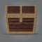 Closed and locked wooden pirate treasure chest,