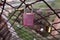 Closed love lock as symbol of eternal love with fence on bridge in city. Padlocks of lovers on bridge as symbol of connection.