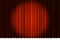 Closed luxury red curtain with many shadow stage background spotlight beam illuminated. Theatrical velvet fabric drapes