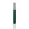 Closed mascara green plastic tube silver metal cap white background mirror reflection isolated closeup, eye mascara container