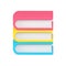 Closed multicolored books stack with paper pages 3d icon vector illustration. Pile textbooks