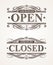 Closed and Open ornate retro signs