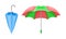 Closed and Open Umbrella as Waterproof Protective Accessory for Rainy Weather Vector Set