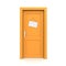 Closed Orange Door With Dummy Door Sign