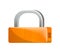 Closed orange padlock icon in flat design