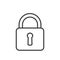 Closed Padlock Outline Flat Icon on White