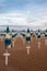 Closed parasols on the beach