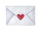 Closed postal envelope with small heart shaped sticker.