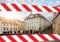 Closed Prague landmarks, Czech Republic with warning tape