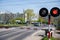 Closed railway crossing, red light